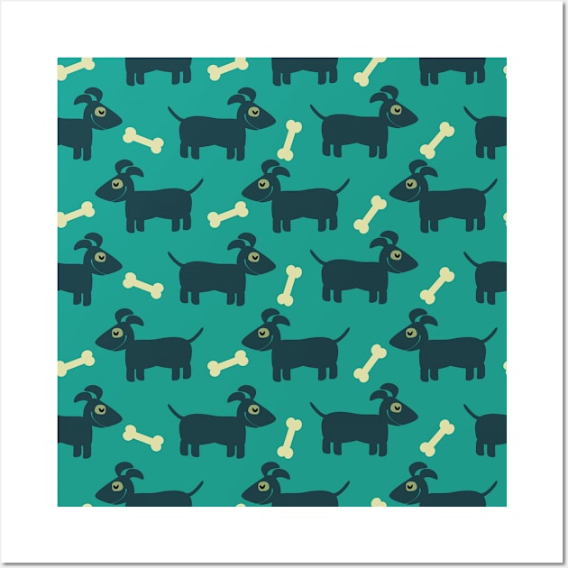 Dog & Bone Pattern Wall Art by AnimalPatterns